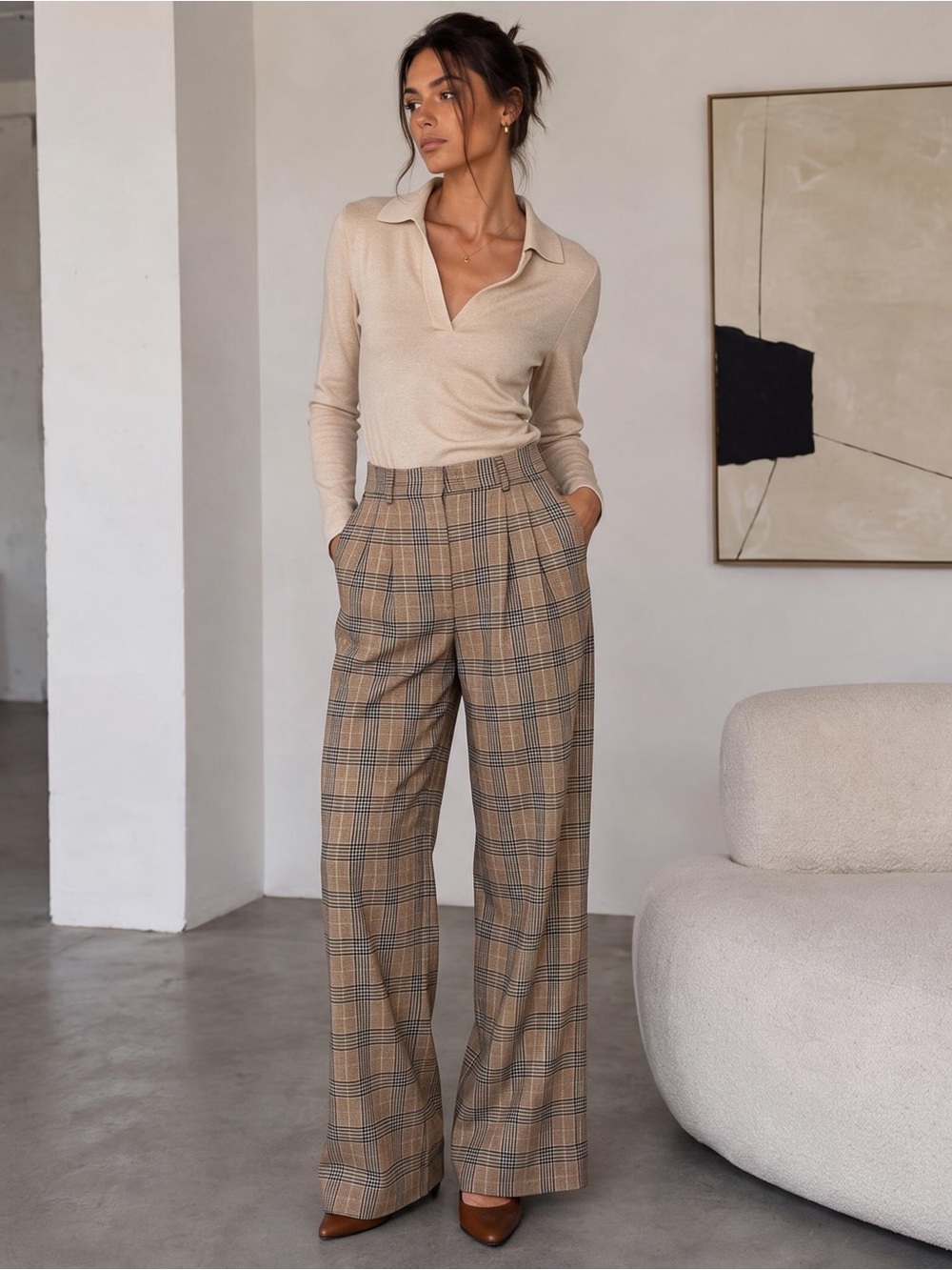 OLD NAVY Plaid Taylor Wide Leg Trousers